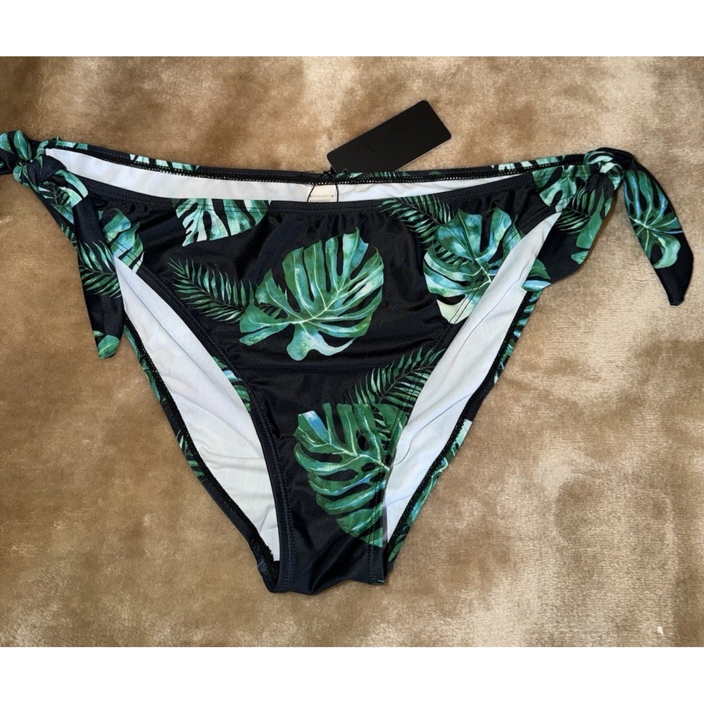 New Aqua Eve Swim Bottoms Bikini Size XL Leaves Tie Side Accent